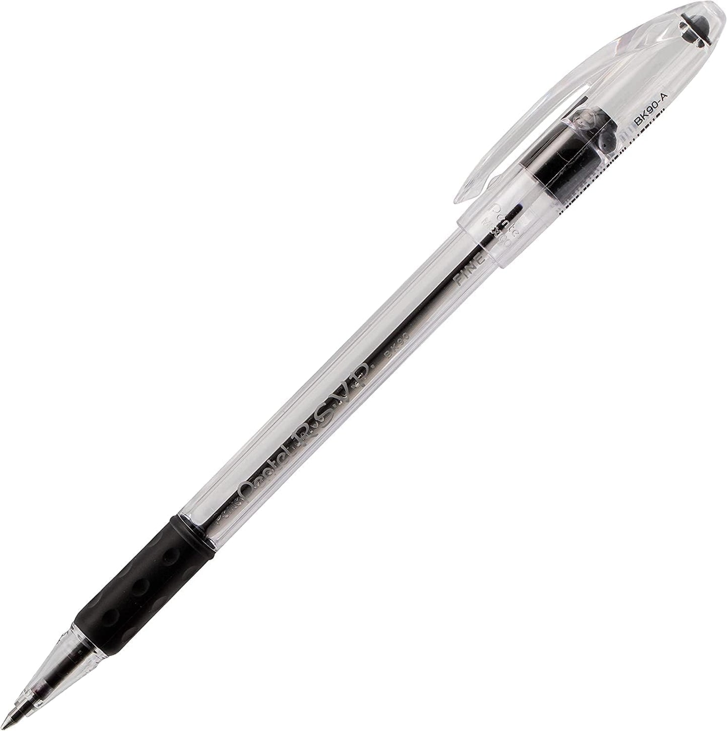 Pentel RSVP Ballpoint Pen, (0.7mm), Fine Line, Black Ink, Pack of 5 (BK90PF5A)