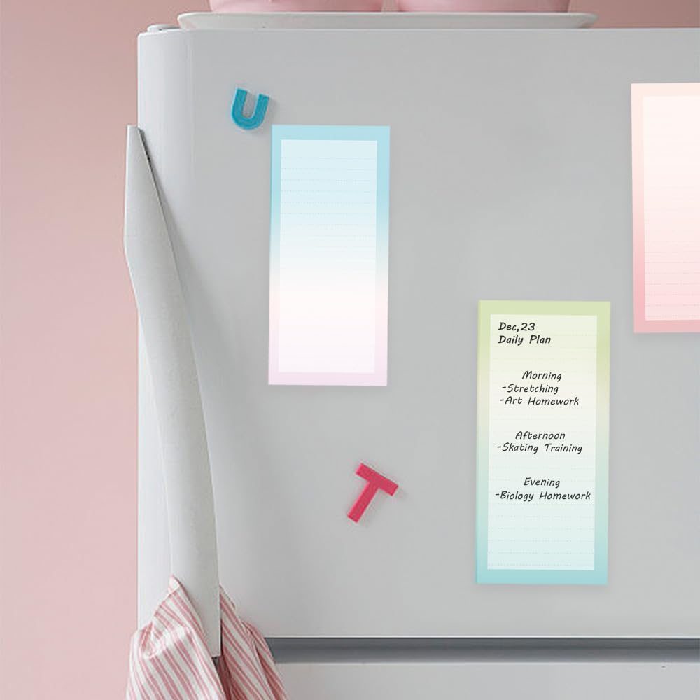 4 Pack Magnetic Notepads for Refrigerator, Full Magnet Back Design Magnetic Memo Pads, 50 Sheets per Note Pads To-Do List, Shopping List (Soft Gradient Style)