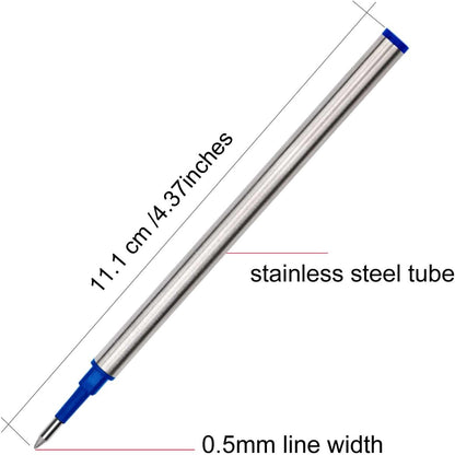 YIVONKA 10 Pieces Replaceable Ballpoint Pen Refills Medium Point Metal Refill Smooth Writing Black or Blue Ink Pen Refills 0.5 mm (10 Black 0.5mm Refills)