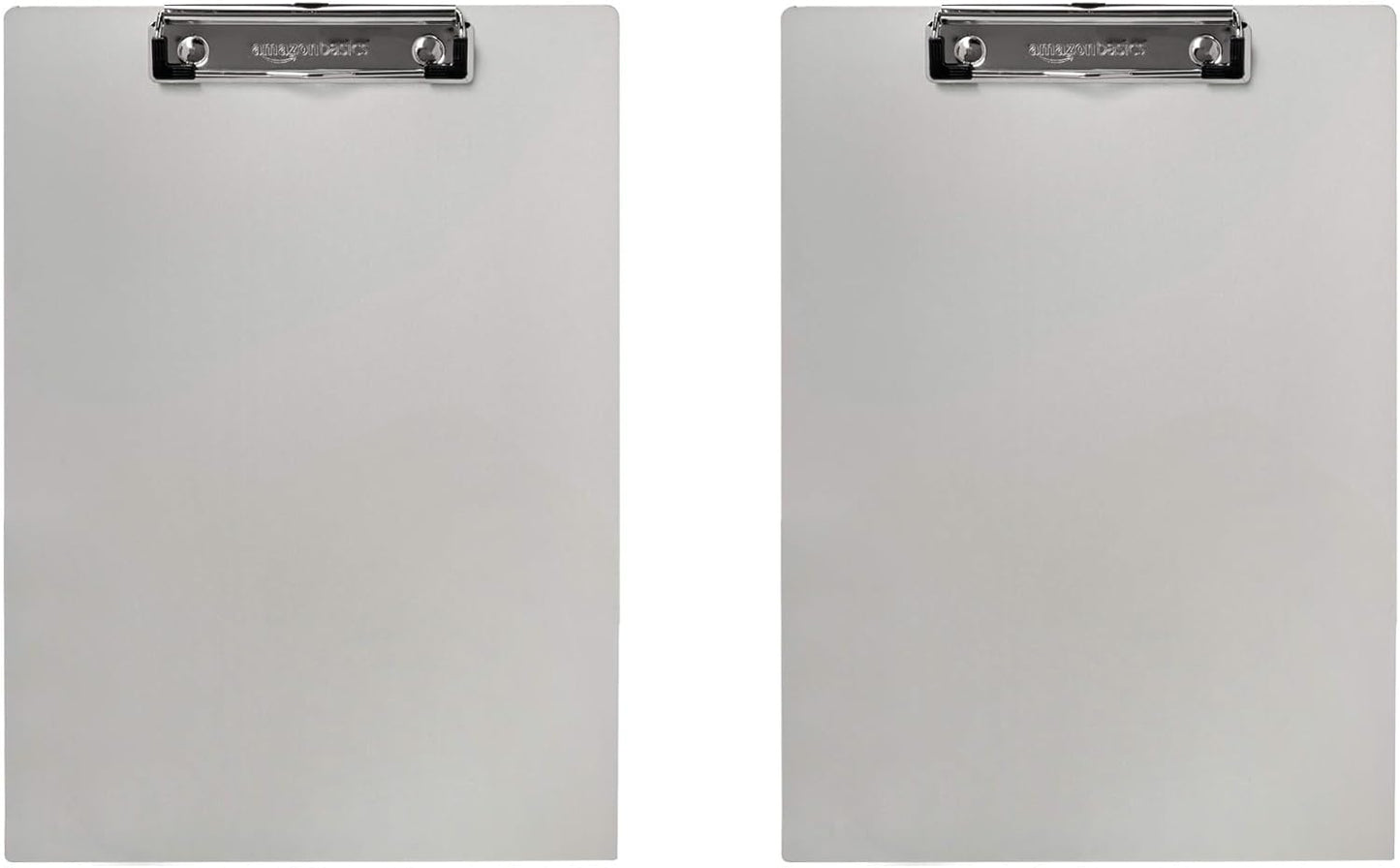 Amazon Basics Aluminum Clipboard, Letter Size, Office Supplies, 2-Pack, Silver