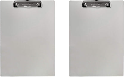 Amazon Basics Aluminum Clipboard, Letter Size, Office Supplies, 2-Pack, Silver