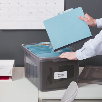 STAPLES Plastic File Box with Snap Lid, Letter/Legal Size, Clear, 4/Carton