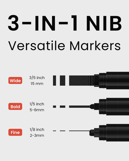 BIGTHUMB Black Poster Markers Jumbo: 5 Pcs 15mm Wide Tip Thick Acrylic Paint Pen Large Permanent Calligraphy Markers for Rock Painting, Stone, Poster, Canvas, Glass, Wood, Ceramic