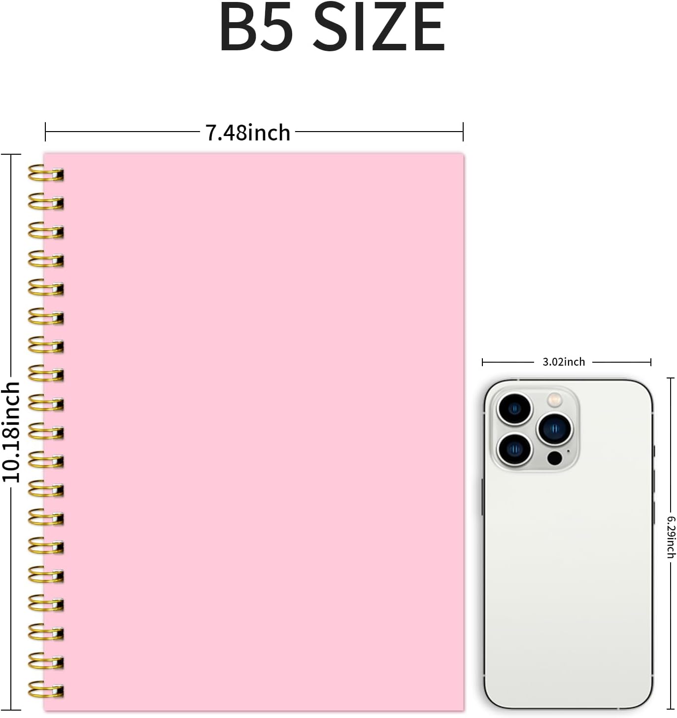 Lined Spiral Notebook B5 Black Journal 7.48'' X 10.18''-4 Pack 7mm College Ruled Hardcover Notebooks 160 Pages 100GSM Thick Paper for Note Taking School Office Supplies