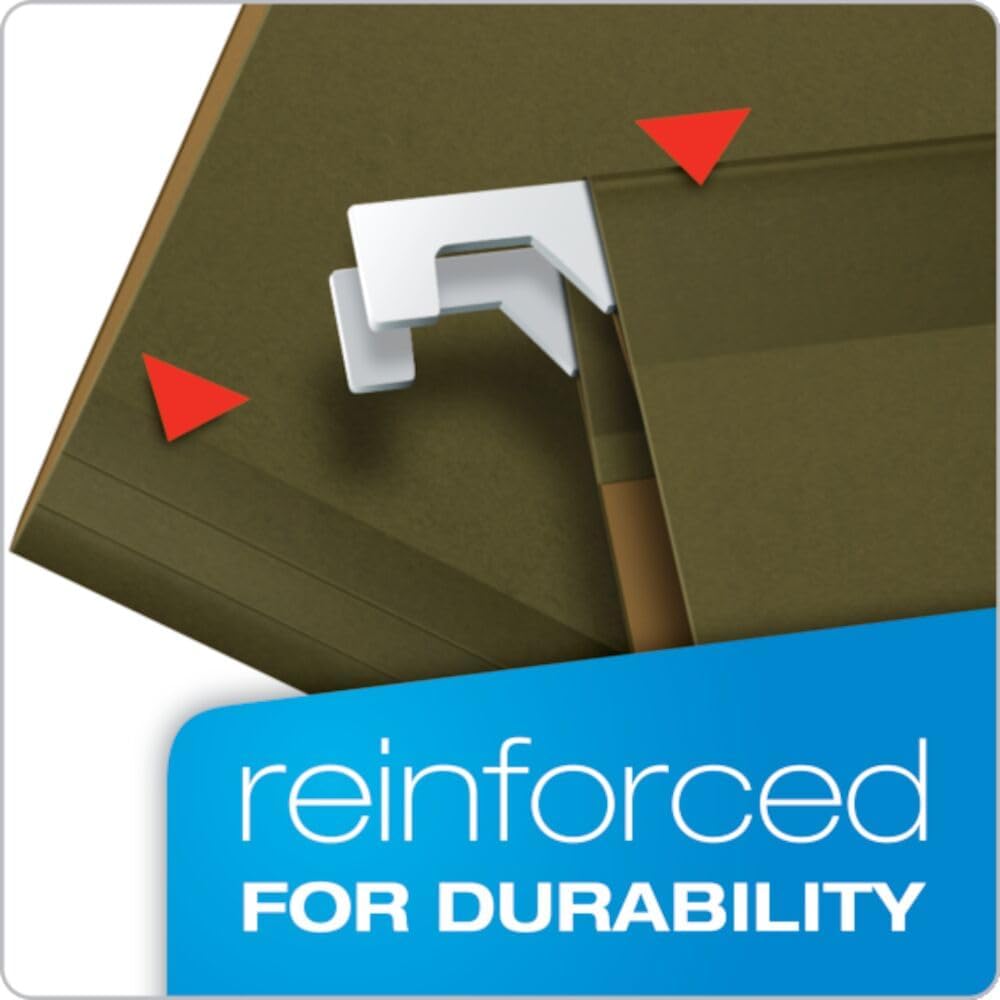 Pendaflex Extra Capacity Reinforced Hanging File, 3", Legal Size, Standard Green, 1/5 Cut, 25/BX (04153x3)