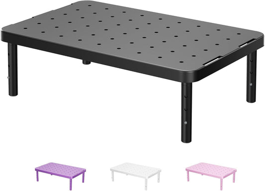 WALI Computer Monitor Stand for Desk, Adjustable Laptop Riser, Desk Monitor Stand Underneath Storage for Office, Home, School Supplies (STT003), 1 Pack, Black