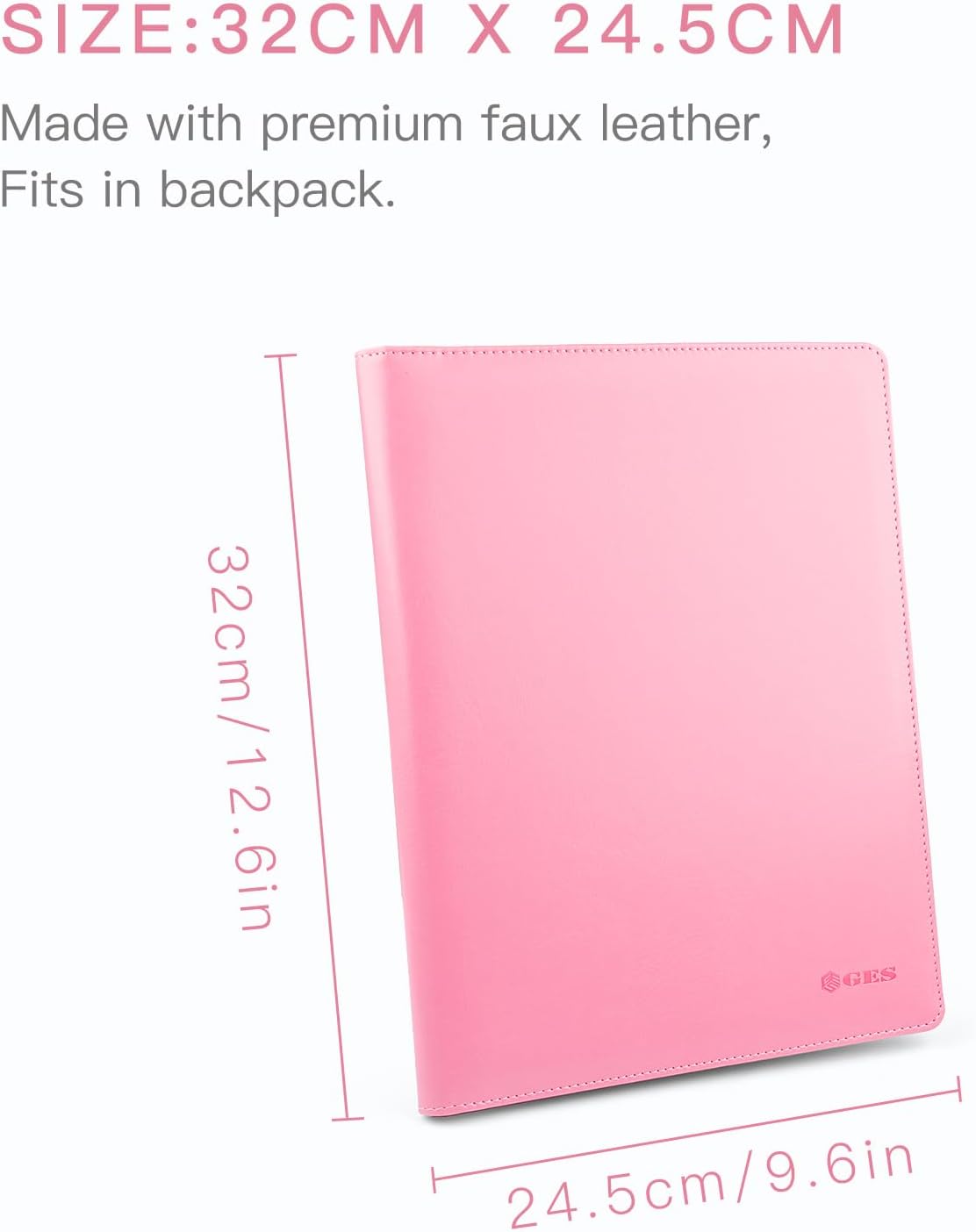 Pink Padfolio Clipboard Portfolio Folder with Pen - Geila PU Leather Resume Portfolio - Interview/Legal Document Organizer & Conference Folder for Business Office - with 8.5 x11In Writing Pad