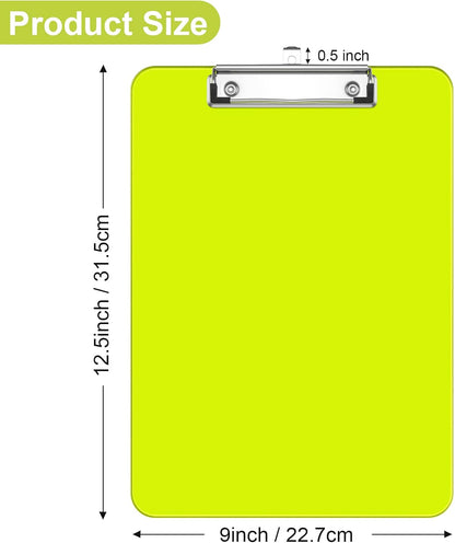 Rimilak Plastic Clipboards with Low Profile Metal Clip, Translucent Board, 12.5 x 9 In Letter Size, Office Supply, Back to School, Pink