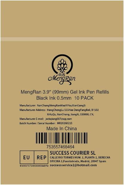MengRan 3.9'' Ballpoint Ink Pen Refills for Click Pens,1mm Medium Tip,Compatible with Parker Pen Refill,Pack of 10 (Black Ink)