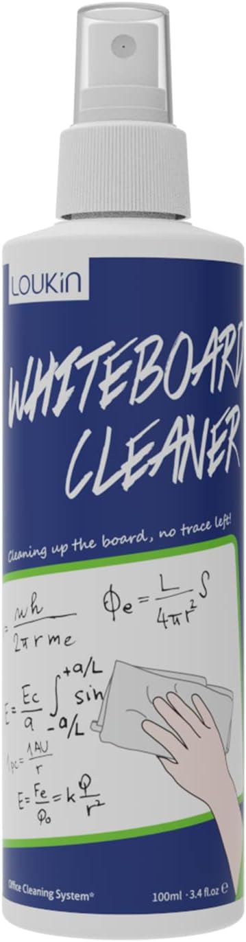 loukin Non-Toxic Whiteboard Cleaner, 8.5 fl oz Dry Erase Board Cleaner, Whiteboard Cleaning Spray with Cloth, Removes Stubborn Marks from Whiteboards