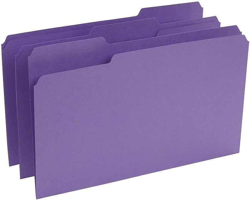 Staples Recycled File Folders, Legal Size, 1/3‑Cut Tabs, Manila, 30% Recycled Paper Stock, 100/Box
