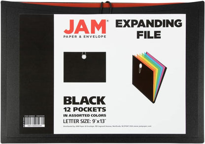 JAM Paper Accordion Folders - 13 Pocket Plastic Expanding File - Legal Size - 10 x 15 - Red - Sold Individually