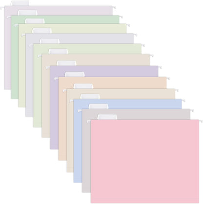Y YOMA 12 Pack Rose Gold Hanging File Folders Letter Size Decorative File Folder Cute Pretty Hanging Folder Organizer for Filing Cabinet Office Home with 1/5-Cut Adjustable Tabs, 3 Gold Foil Design