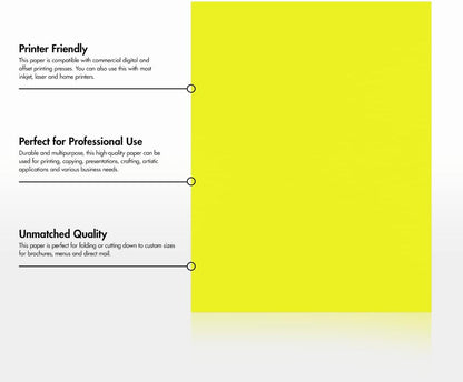 LUXPaper 8.5" x 11" Paper | Letter Size | Pastel Canary Yellow | 60lb. Text | 50 Qty