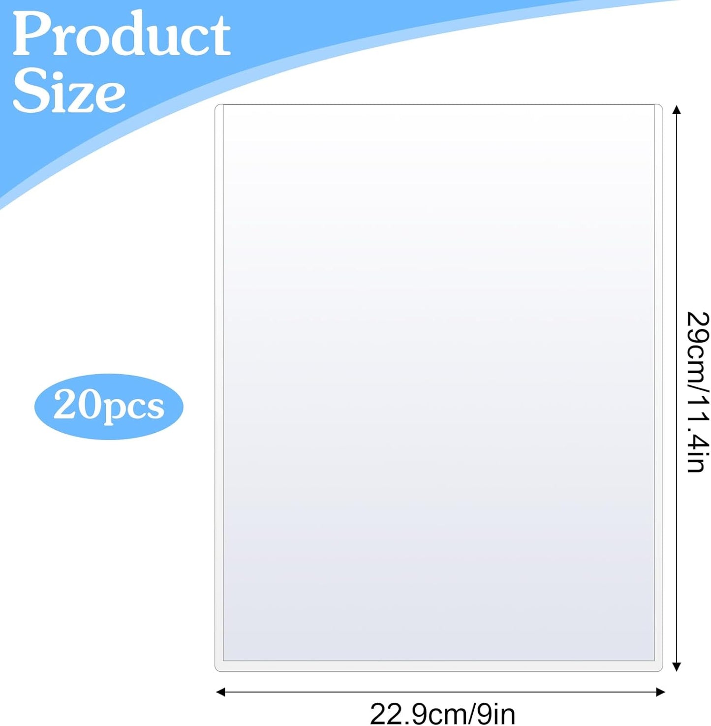 20 Pcs 8.5 x 11 Rigid Clear Toploaders - PVC Document Sheet Protectors, Plastic Sleeves for Papers, Photos, and Menu Covers, Birth Certificate Protector