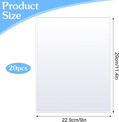20 Pcs 8.5 x 11 Rigid Clear Toploaders - PVC Document Sheet Protectors, Plastic Sleeves for Papers, Photos, and Menu Covers, Birth Certificate Protector