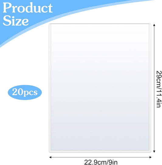 20 Pcs 8.5 x 11 Rigid Clear Toploaders - PVC Document Sheet Protectors, Plastic Sleeves for Papers, Photos, and Menu Covers, Birth Certificate Protector
