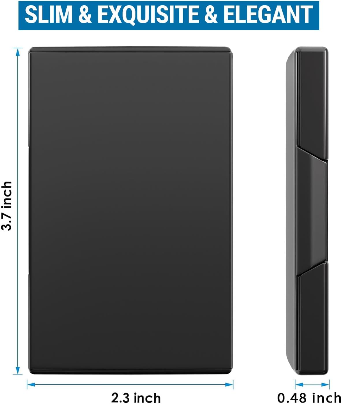 MaxGear Metal Business Card Holder for Men & Women, Professional Stainless Steel Card Case for Business Cards, Slim Purse Name Card Holders with Interior Lining, Buckle Style Shut, Black
