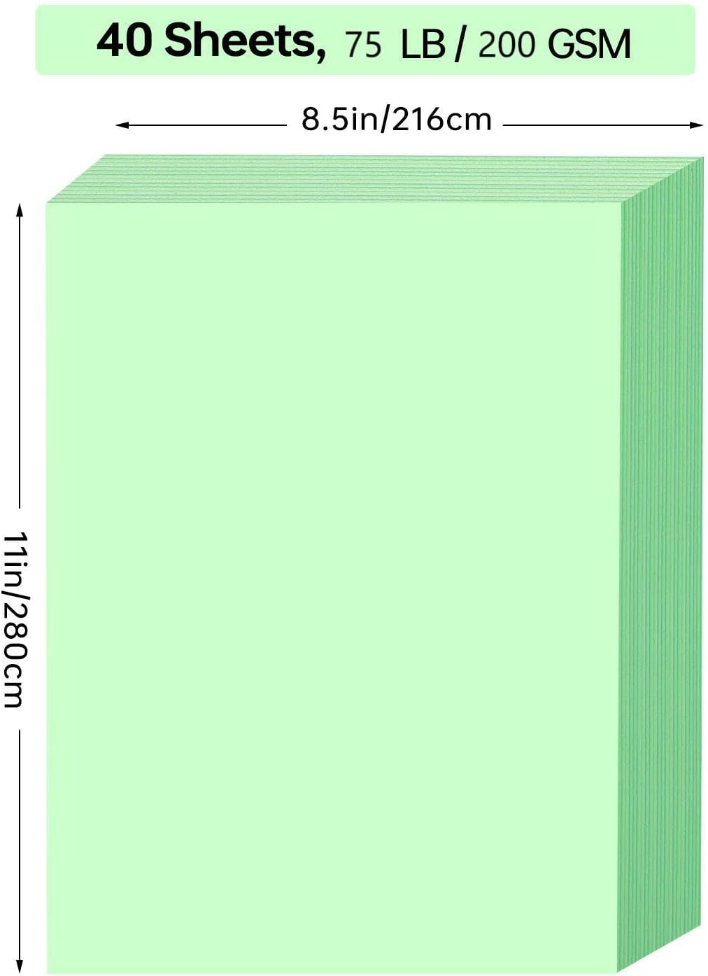 White Cardstock 8.5 x 11, 40 Sheets Card Stock, 75 LB/200 GSM Thick Copy Paper, Cardstock Printer Paper for School & Office Supplies, Art, Watercolo, Craft, Drawing, Invitations, Menus, DIY Cards
