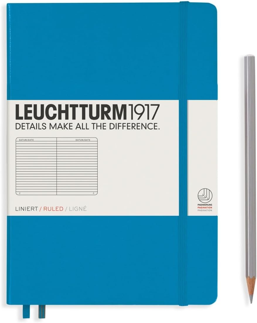 LEUCHTTURM1917 - Notebook Hardcover Medium A5-251 Numbered Pages for Writing and Journaling (Navy, Ruled)