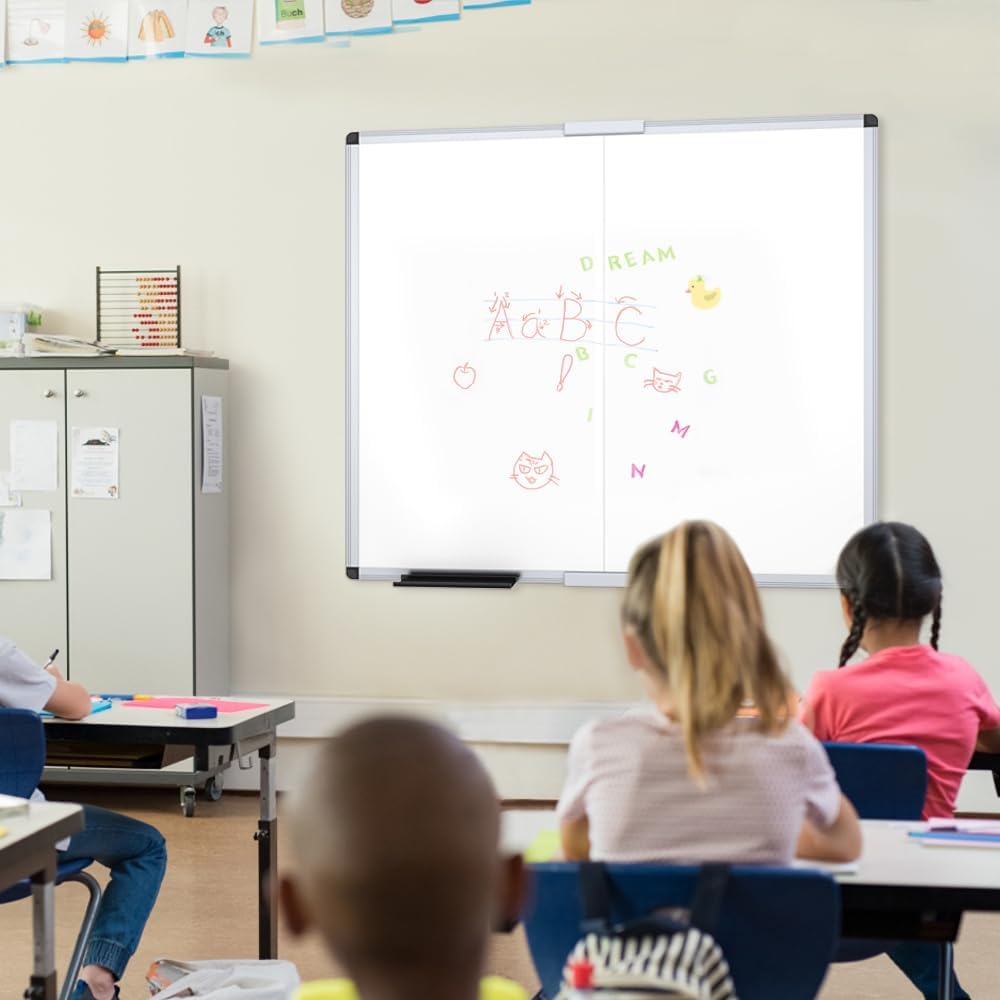 VIZ-PRO Magnetic Whiteboard/Dry Erase Board, 18 X 12 Inches, Includes 1 Eraser & 2 Markers & 4 Magnets