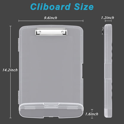 Rimilak Plastic Clipboard with Storage, 8.5 x 11 High Capacity Folio Nursing Case with Pen Holder, Size 14.2 x 9.6 x 1.2″ Folder Side-Opening for Classroom, Teacher, Smooth Writing, Dark Green