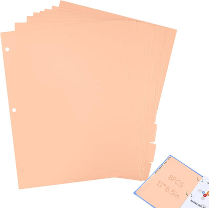 8Pcs 3 Ring Black Binder Dividers with 8 Tabs,A4 Sturdy Plastic Dividers Aesthetic Dividers for Binder,Insertable Black Binder for Office Homework Notebook Binder Page Supplies