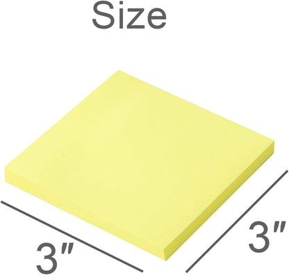 (24 Pads) Sticky Notes 3x3 in Yellow, Strong Adhesive, Clean Removal, Recyclable, Self-Stick Pads, Easy to Post for Home, Office, Notebook