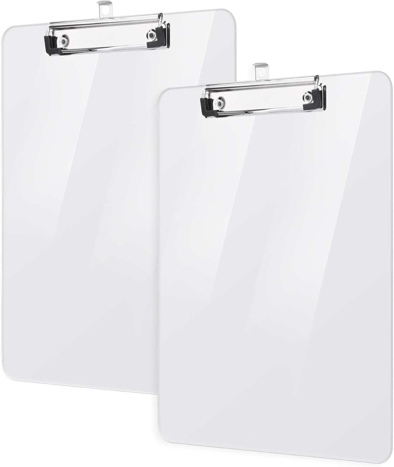 Plastic Clipboards, A4 Acrylic Clear Board 8.5x11 for Classroom, Students, Transparent Letter Size 9" x 12.5" with Low Profile Clip, Office & School Supply(Pack of 6)