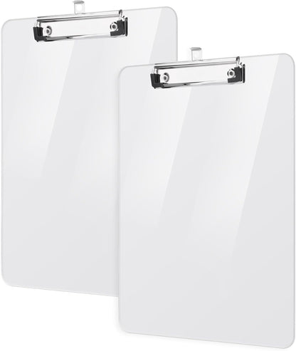 Plastic Clipboards, A4 Acrylic Clear Board 8.5x11 for Classroom, Students, Transparent Letter Size 9" x 12.5" with Low Profile Clip, Office & School Supply(Pack of 6)