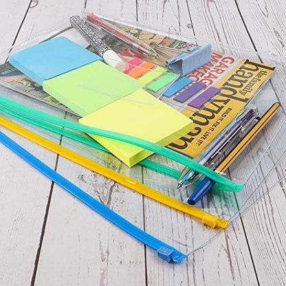 EOOUT 36pcs Plastic Envelopes Poly Zip Envelope Clear Zipper Pouches File Folders, A4, Letter Size, 11 Colors, for School and Office Supplies