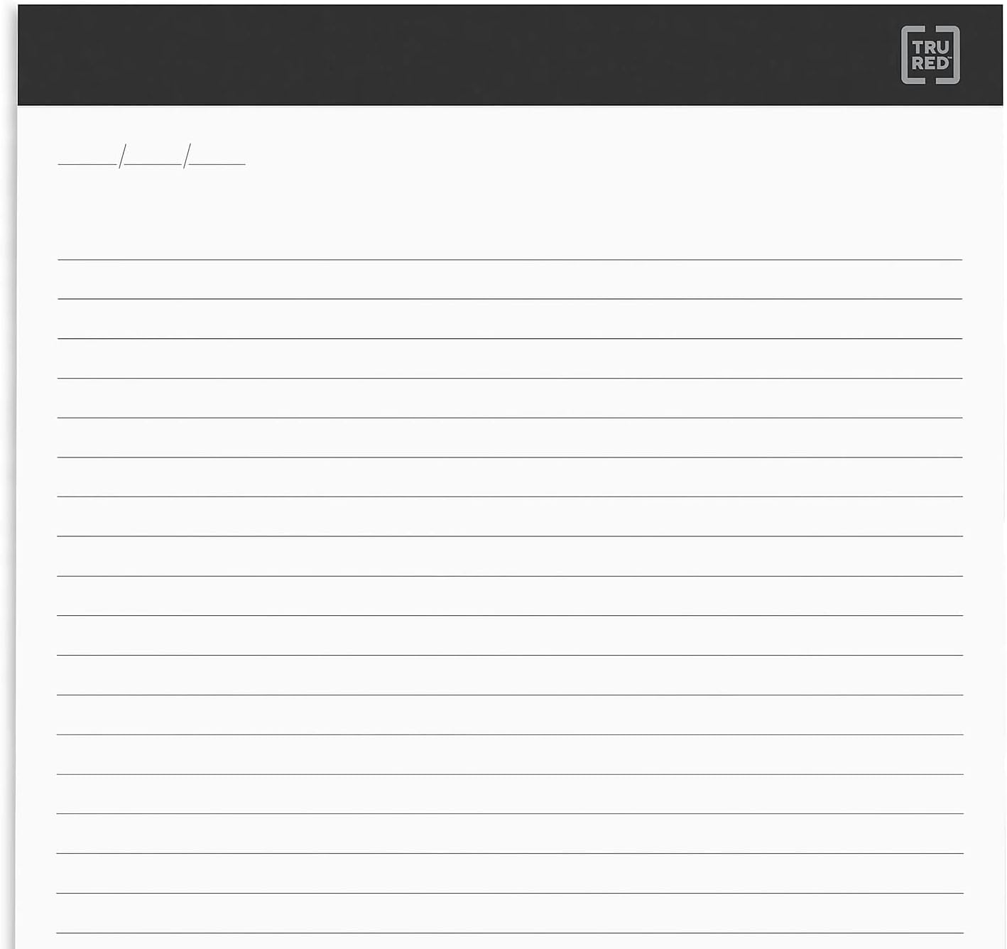 TRU RED Notepads, 8.5” x 11.75”, Wide Ruled, Canary, 50 Sheets/Pad, 12‑Pack