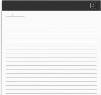 TRU RED Notepads, 8.5” x 11.75”, Wide Ruled, Canary, 50 Sheets/Pad, 12‑Pack