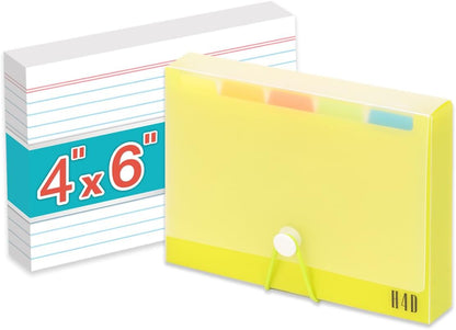 H4D 3x5 Index Card Case with 100 Heavyweight Ruled Index Cards and Dividers, Black
