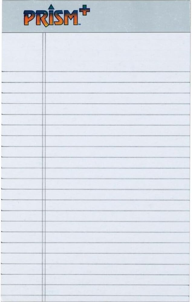 TOPS Prism+ Writing Pads, 5x 8, Perforated, Jr. Legal Ruled, Narrow 1/4 Spacing, Orchid, 50 Sheets, 12 Pack (63040)