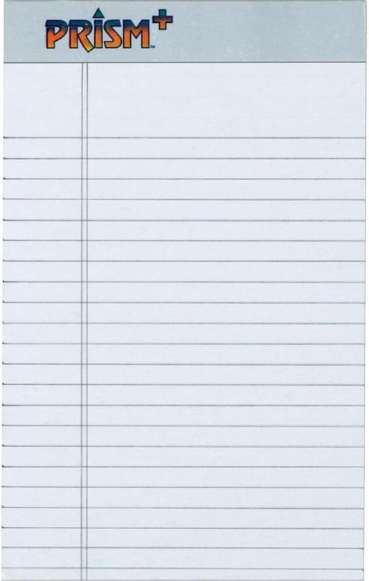 TOPS Prism+ Writing Pads, 5x 8, Perforated, Jr. Legal Ruled, Narrow 1/4 Spacing, Orchid, 50 Sheets, 12 Pack (63040)