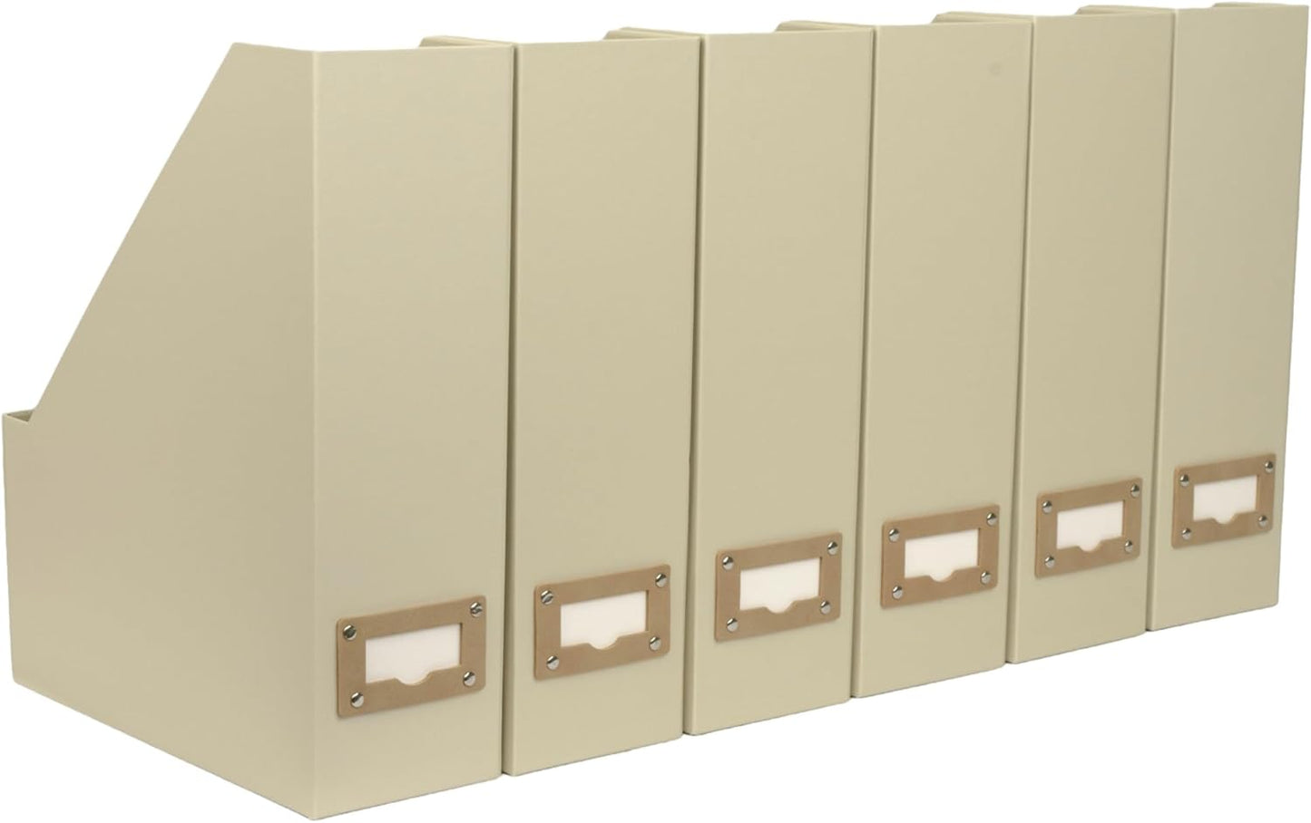 BLU MONACO Foldable Black Magazine File Holder | Set of 6 Cardboard Desk Organizer Boxes | Vertical Magazine File Holder | Standing File Holder | Office Classroom or Home