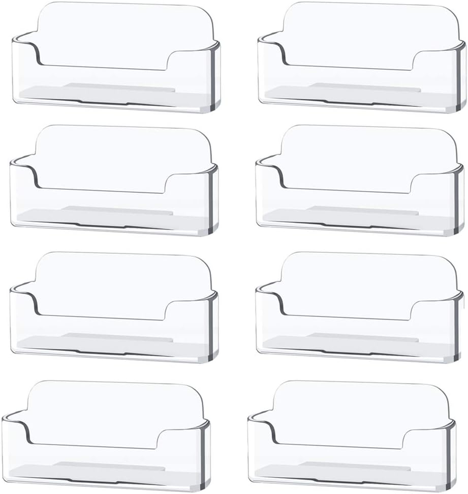 Qizpcer 4 Pack Clear Plastic Business Card Holder,Acrylic Business Card Display for Desk Business Card Stand
