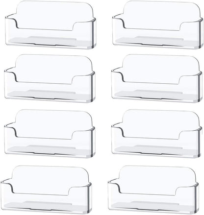 Qizpcer 4 Pack Clear Plastic Business Card Holder,Acrylic Business Card Display for Desk Business Card Stand