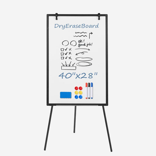 DUMOS Magnetic White Board Kit for Wall 36" x 24", Dry Erase Board with 1 Dry Eraser & 2 Multicolor Markers & 4 Magnetic Pins, Reinforced Aluminum Frame for Home, School, Office