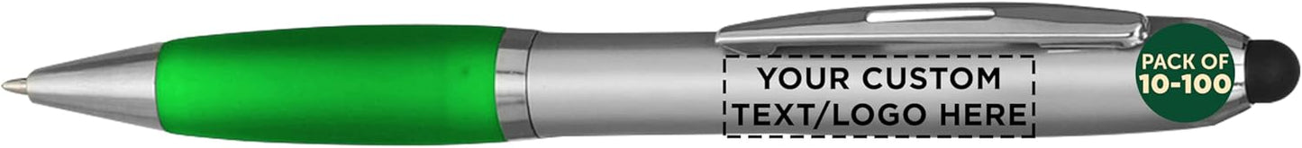 DISCOUNT PROMOS Custom Stylus Ballpoint Pens Set of 10/50/100, Personalized Bulk Pack - Black Ink, Great for Office, School, Business, Tradeshows, Events - Purple