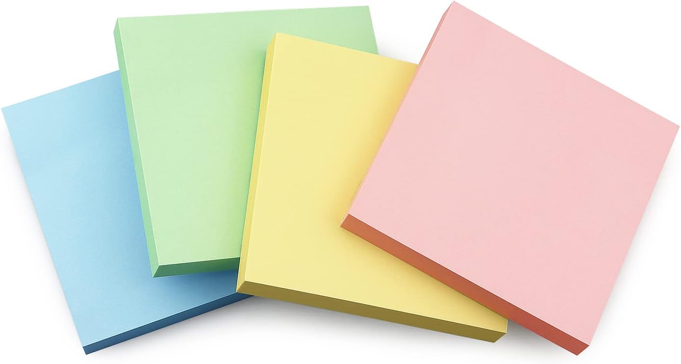 Sticky Notes 3x3 Self-Stick Notes Bright Colors Sticky Notes 4 Pads 100 Sheets/Pad (Yellow)