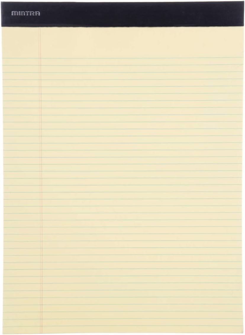 Mintra Office White Legal Pads – Ruled Notepads and Micro-Perforated Sheets, Ideal for Writing, Note-Taking & Creativity, Office, or Professional Use, Basic Pad 6 pack, 8.5"x11" (Narrow Ruled)
