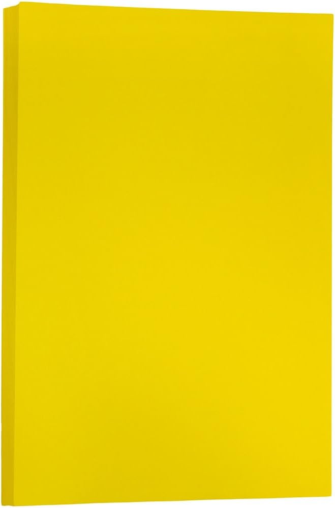 JAM PAPER Ledger Matte 24lb Paper - 90 gsm - 11 x 17 Tabloid - Yellow Recycled - 100 Sheets/Pack