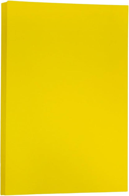 JAM PAPER Ledger Matte 24lb Paper - 90 gsm - 11 x 17 Tabloid - Yellow Recycled - 100 Sheets/Pack