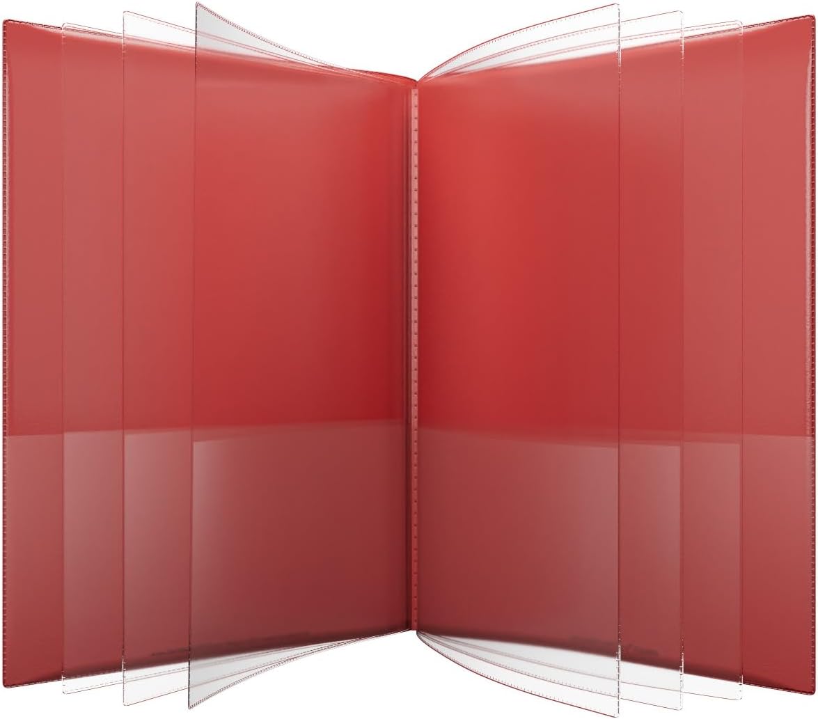Nicky's® Multi Pocket Organizer, 10 or 14 Page Folder, Water Proof, Patented Tear-Resistant, Flexible Plastic, Proudly Made in USA, Binder Substitute. (10-in-1 Red)