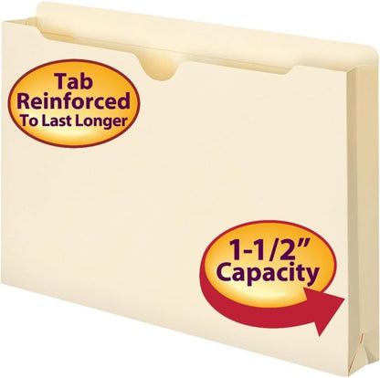 Smead File Jacket, Reinforced Straight-Cut Tab, 1-1/2" Expansion, Legal Size, Manila, 50 per Box (76540) (Pack of 1)
