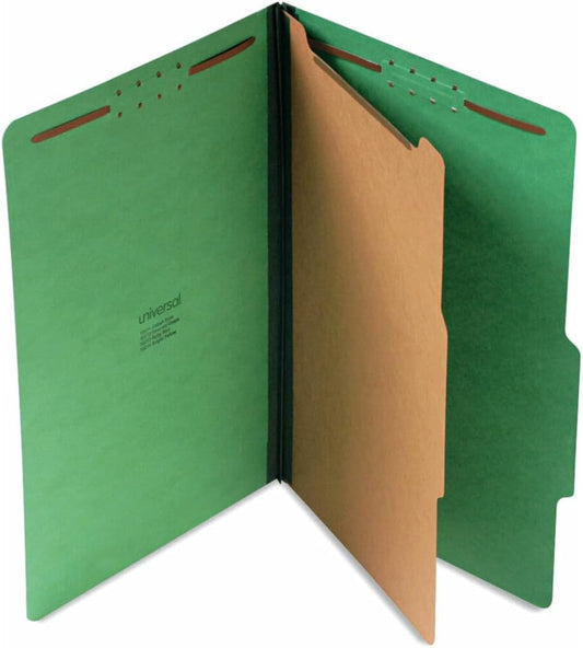 Universal 10212 Pressboard Folder, Legal, Four-Section, Emerald Green (Box of 10)
