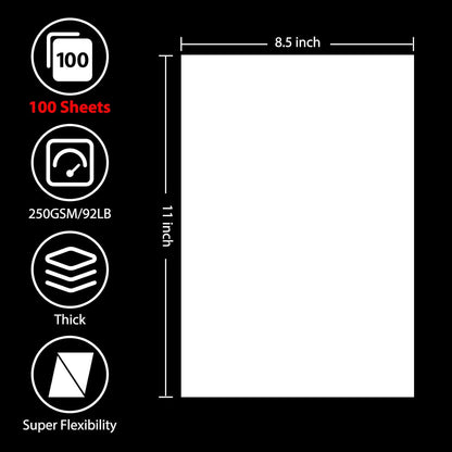 OcePor 100 Sheets White Cardstock 8.5” x 11”, 92lb/250gsm Card Stock, Thick Card Stock Paper, Heavy Cardstock Paper for Printer, Resume, Scrapbooks, Art, Crafts, Business Cards