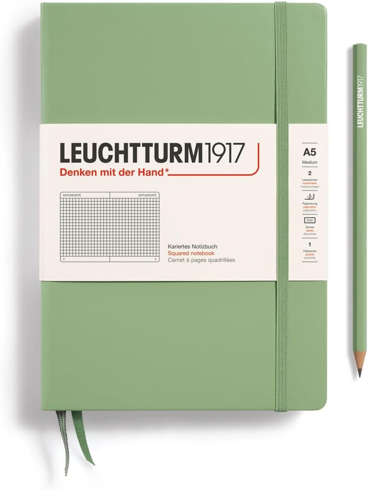 LEUCHTTURM1917 - Notebook Hardcover Medium A5-251 Numbered Pages for Writing and Journaling (Navy, Ruled)